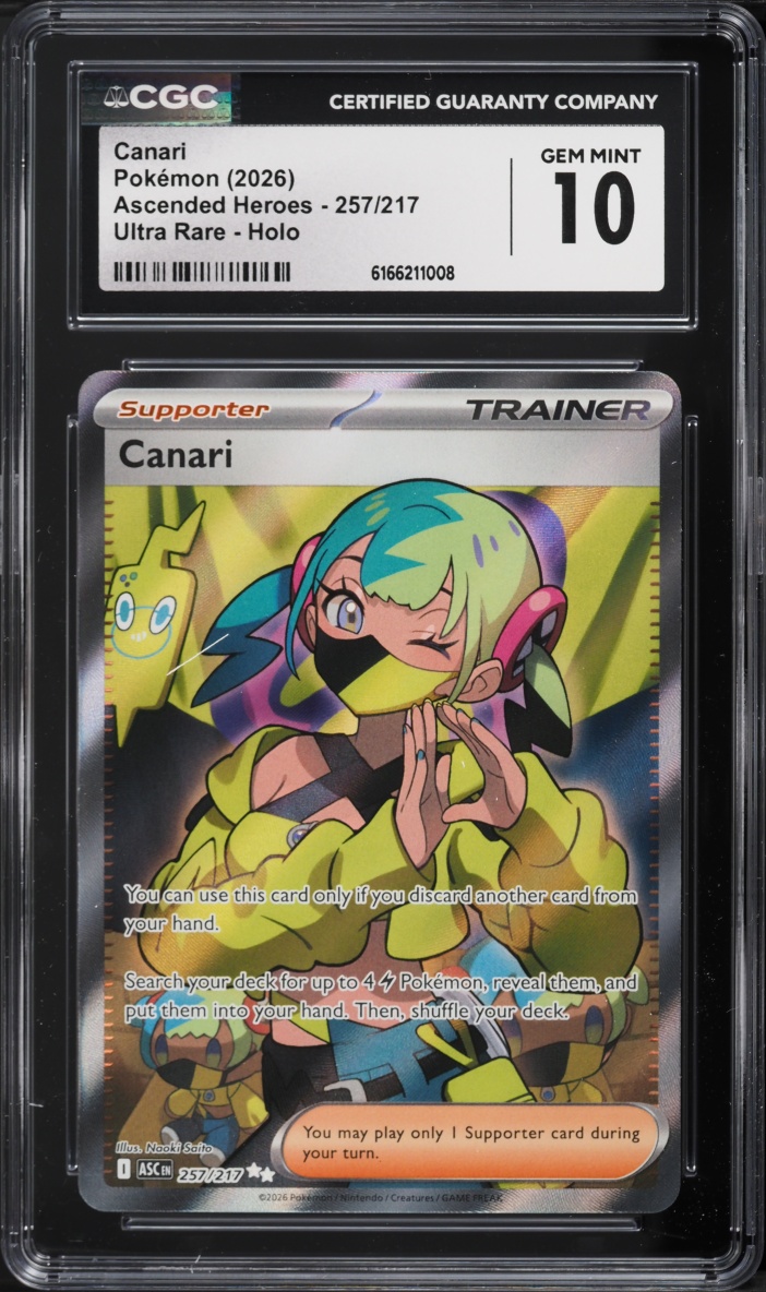 2026 Pokemon Mega Evolution Ascended Heroes Full Art Canari #257 CGC 10 GEM MINT