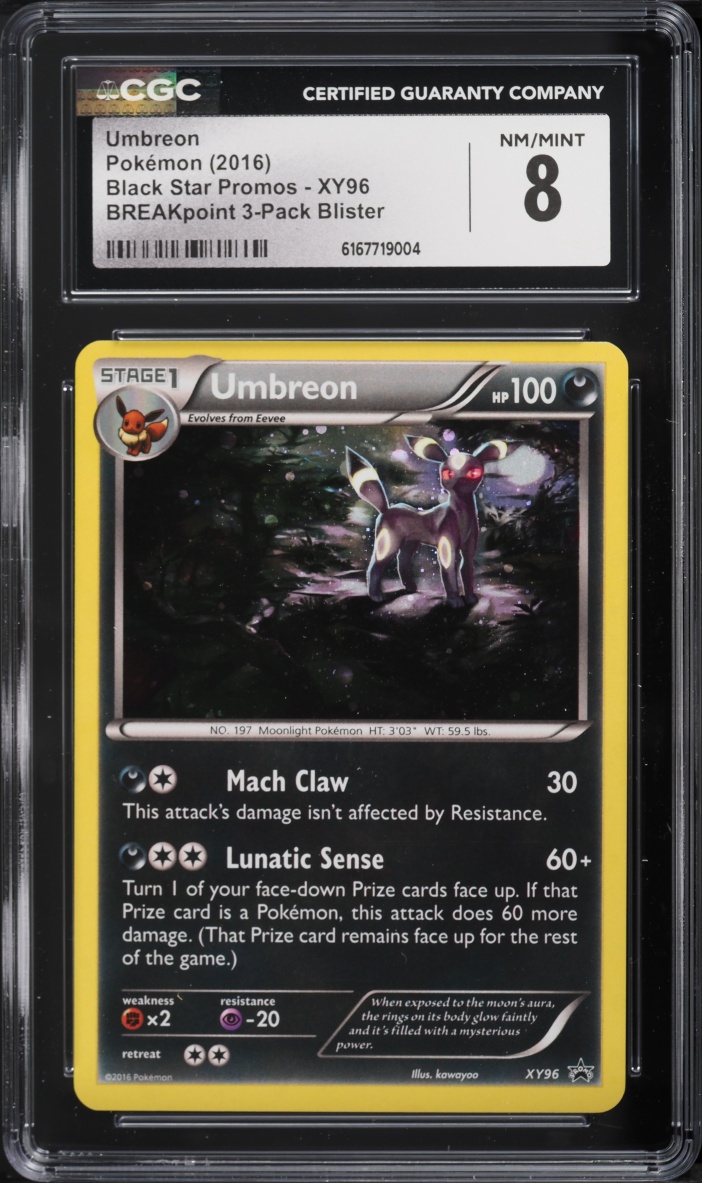 2016 Pokemon XY Black Star Promo BREAKpoint 3 Pack Blister Umbreon #XY96 CGC 8 NM-MT