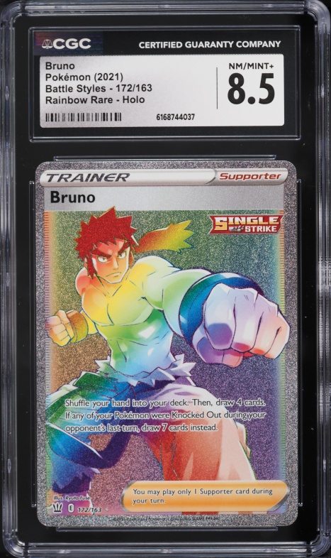 2021 Pokemon Sword & Shield Battle Styles Rainbow Rare Bruno #172 CGC 8.5 NM-MT+