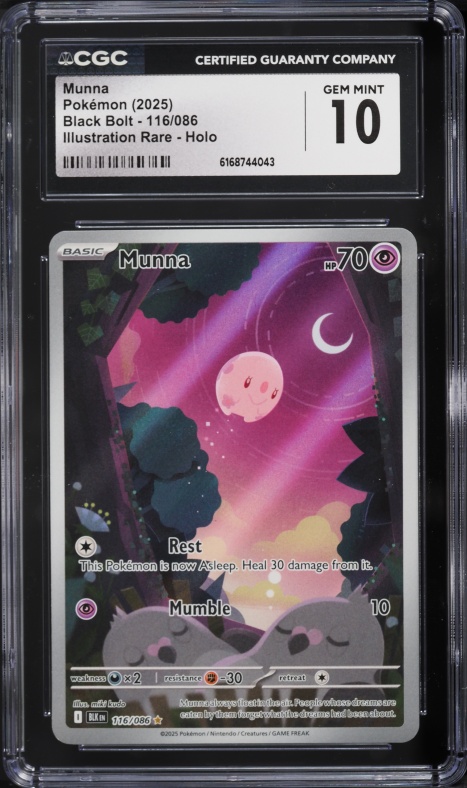 2025 Pokemon Scarlet & Violet Black Bolt IR Munna #116 CGC 10 GEM MINT