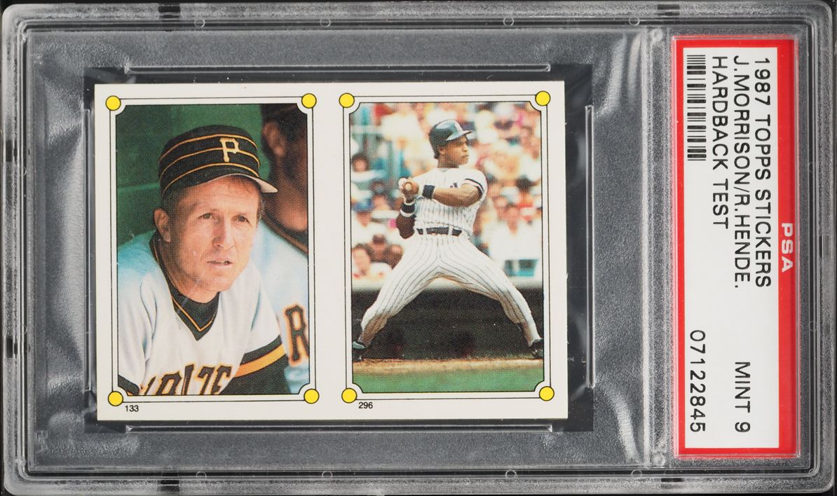 1987 Topps Stickers Hardback Test Jim Morrison & Rickey Henderson PSA 9 MINT