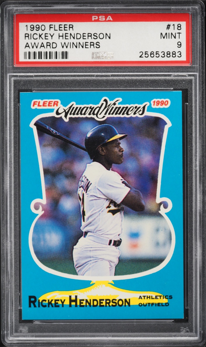 1990 Fleer Award Winners Rickey Henderson #18 PSA 9 MINT