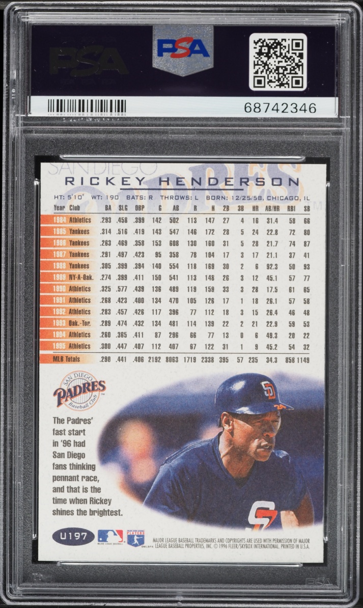 1996 Fleer Update Rickey Henderson #U197 PSA 9 MINT