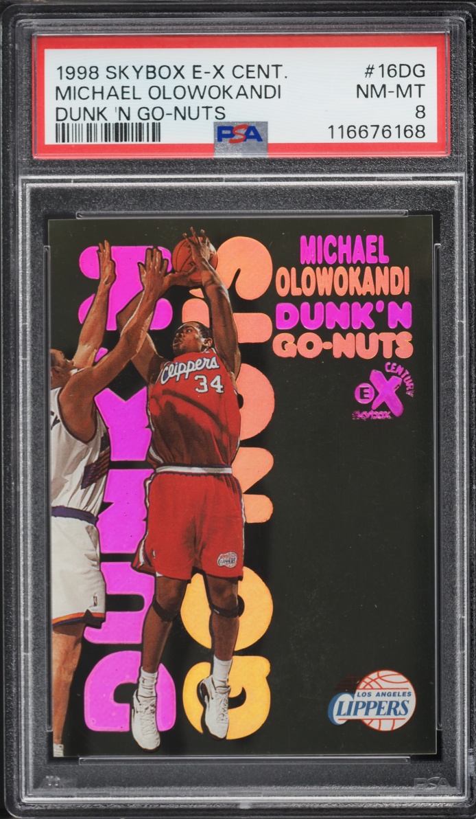 1998 Skybox E-X Century Dunk 'N Go-Nuts Michael Olowokandi ROOKIE #16DG PSA 8 NM-MT