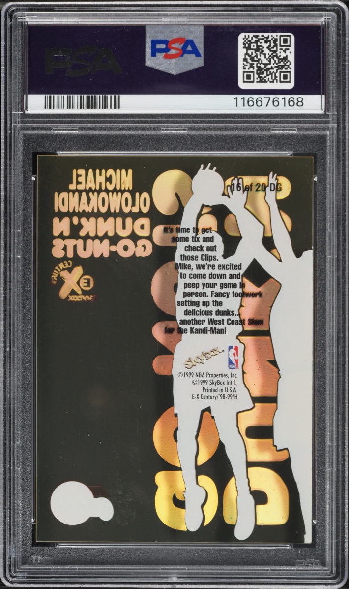 1998 Skybox E-X Century Dunk 'N Go-Nuts Michael Olowokandi ROOKIE #16DG PSA 8 NM-MT