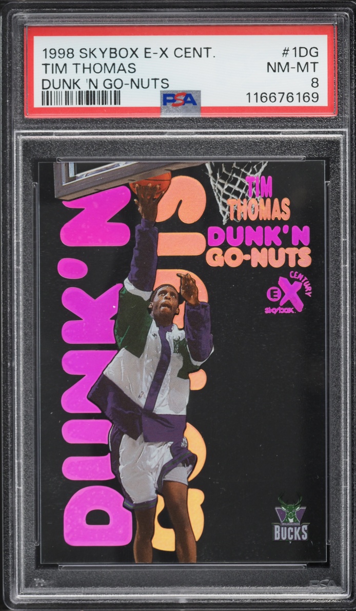 1998 Skybox E-X Century Dunk 'N Go-Nuts Tim Thomas #1DG PSA 8 NM-MT