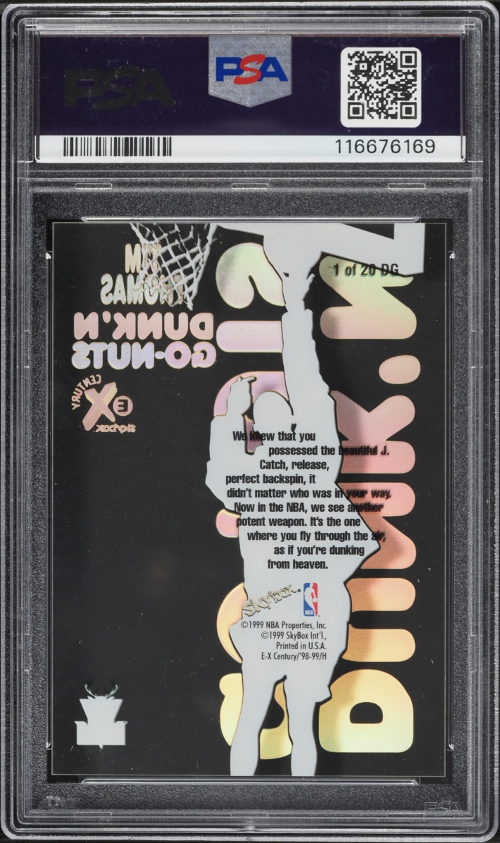 1998 Skybox E-X Century Dunk 'N Go-Nuts Tim Thomas #1DG PSA 8 NM-MT