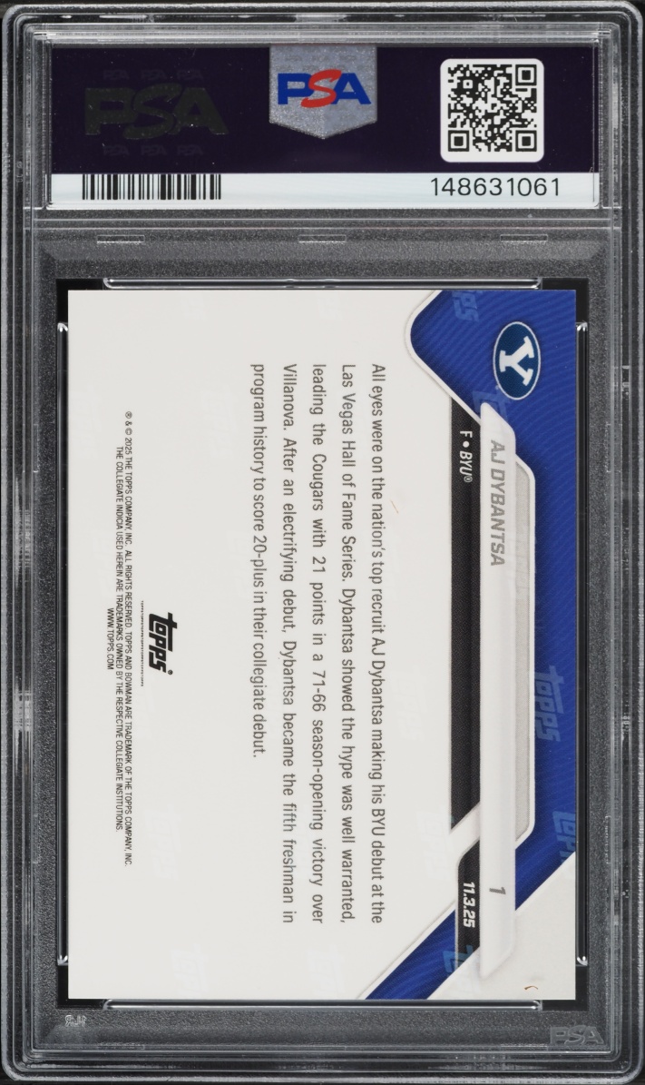 2025 Bowman U Now AJ Dybantsa ROOKIE #1 PSA 10 GEM MINT