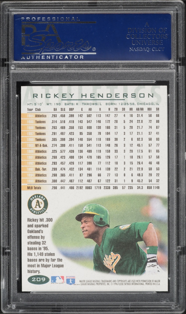 1996 Fleer Rickey Henderson #209 PSA 9 MINT