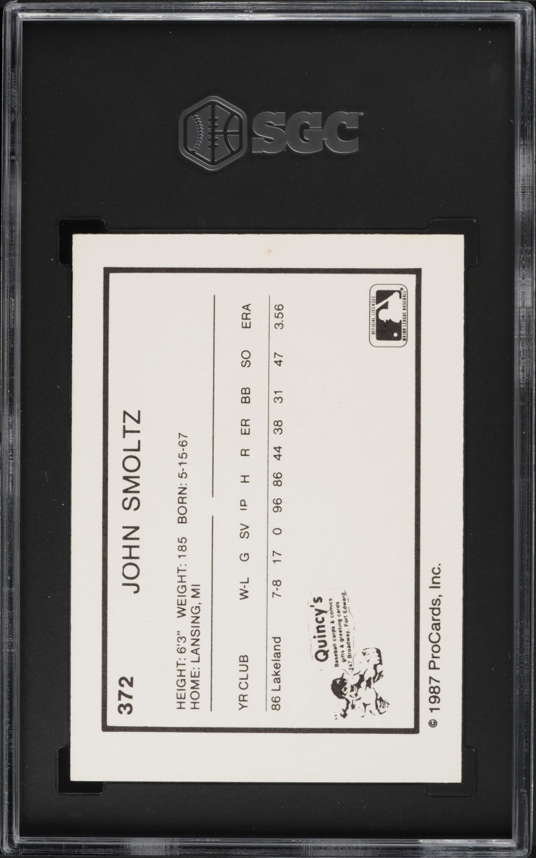 1987 Procards Glens Falls Tigers John Smoltz #372 SGC 10 GEM MINT