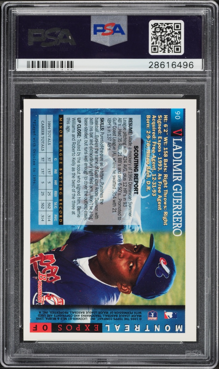 1995 Bowman Vladimir Guerrero #90 PSA 10 GEM MINT