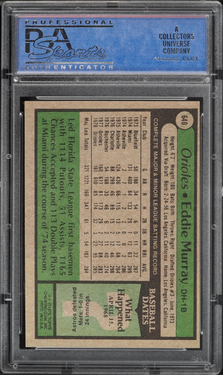 1979 Topps Eddie Murray #640 PSA 9 MINT