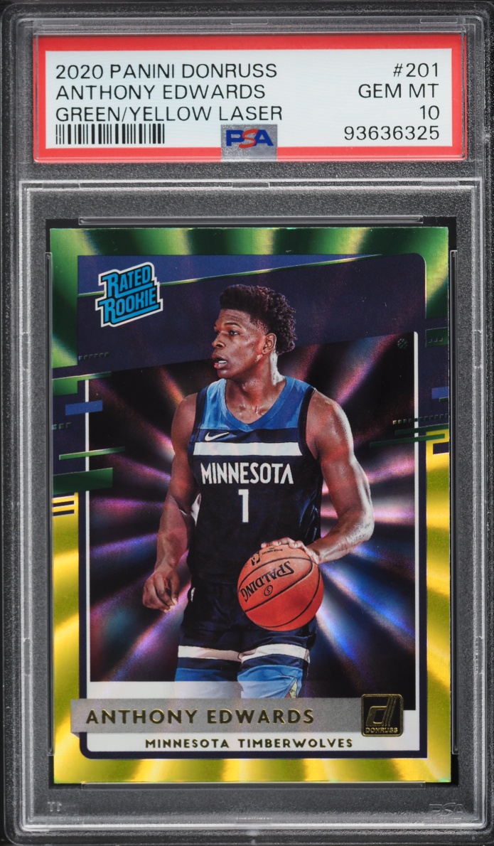 2020 Donruss Green Yellow Laser Anthony Edwards ROOKIE #201 PSA 10 GEM MINT