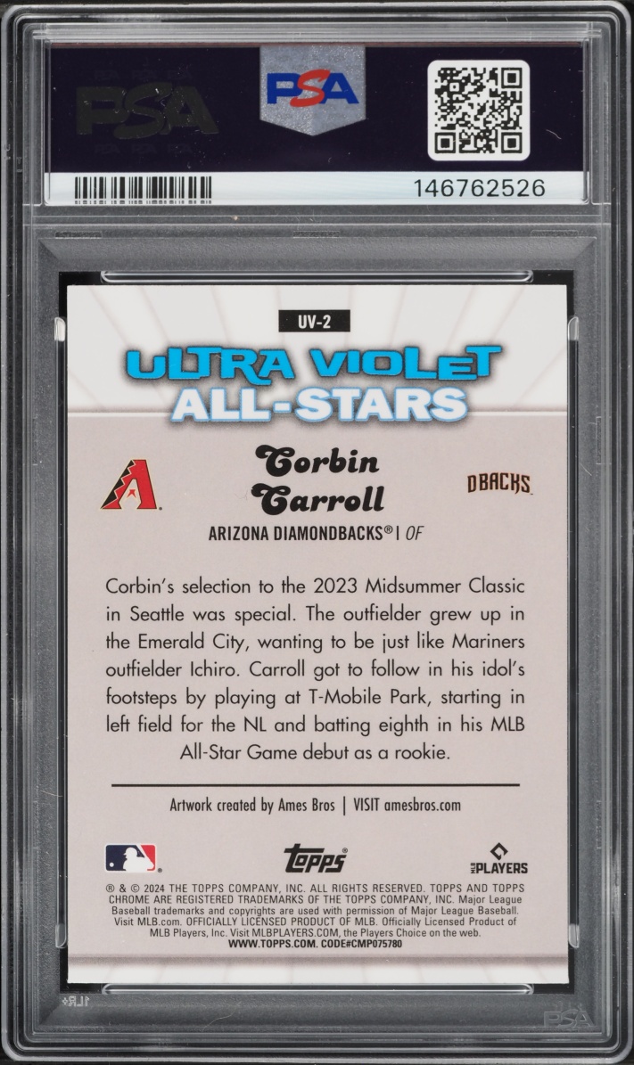 2024 Topps Chrome Ultra Violet All Stars Corbin Carroll #UV2 PSA 10 GEM MINT