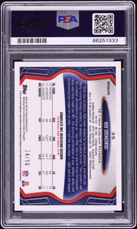 2013 Topps Chrome Gold Refractor Rob Gronkowski /50 #35 PSA 9 MINT