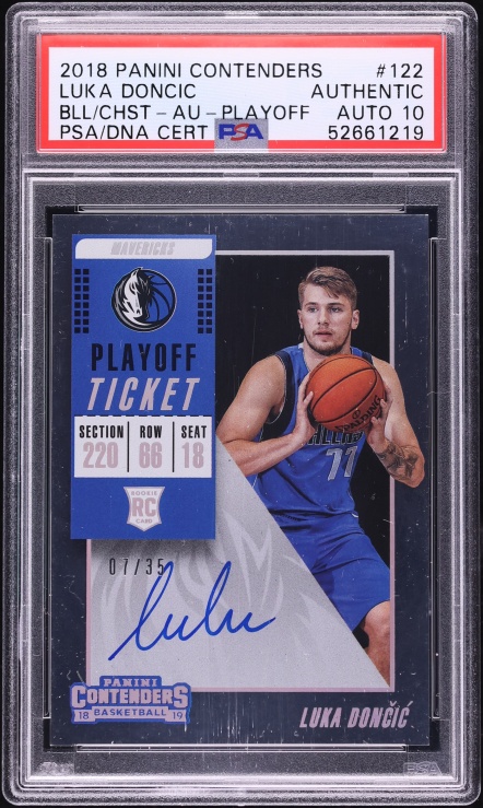 2018 Panini Contenders Playoff Luka Doncic ROOKIE AUTO DNA 10 /35 #122 PSA AUTH