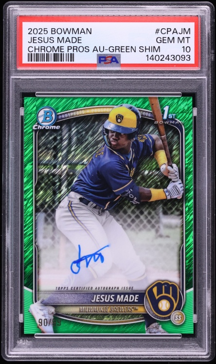 2025 Bowman Chrome Green Shimmer Jesus Made PROSPECT AUTO /99 #CPAJM PSA 10 GEM MINT