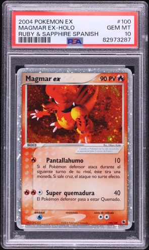 2004 Pokemon Spanish EX Ruby & Sapphire Holo Magmar ex #100 PSA 10 GEM MINT