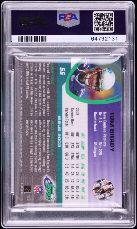 2003 Topps Football Tom Brady #55 PSA 9 MINT