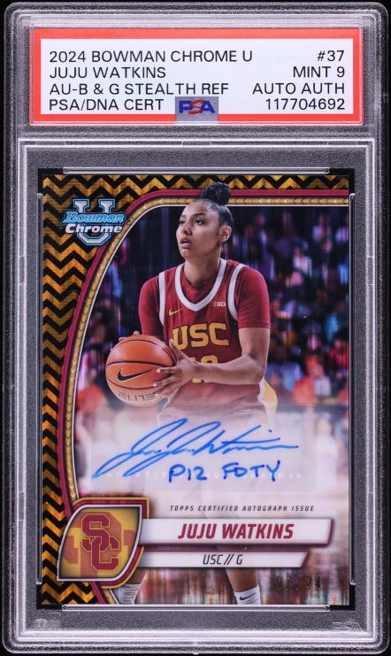 2024 Bowman Chrome University Black & Gold Stealth Ref. Juju Watkins ROOKIE AUTO /24 #37 PSA 9