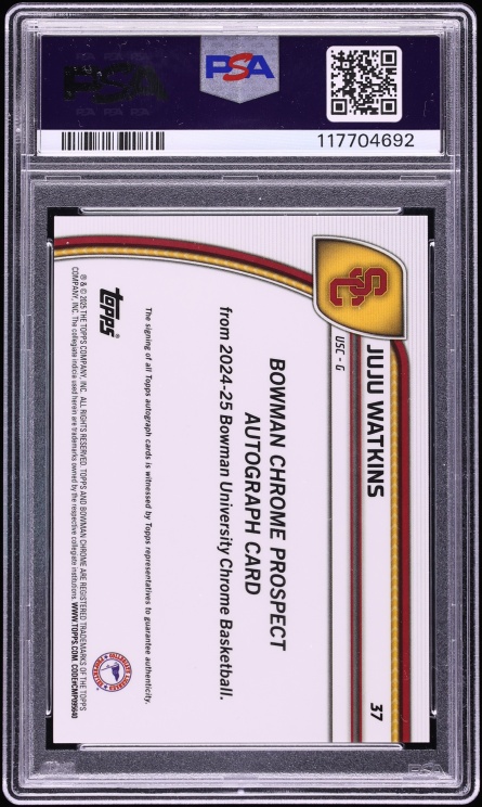 2024 Bowman Chrome University Black & Gold Stealth Ref. Juju Watkins ROOKIE AUTO /24 #37 PSA 9