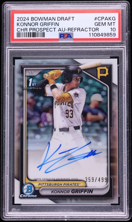 2024 Bowman Chrome Draft Refractor Konnor Griffin PROSPECT AUTO /499 #CPA-KG PSA 10 GEM MINT