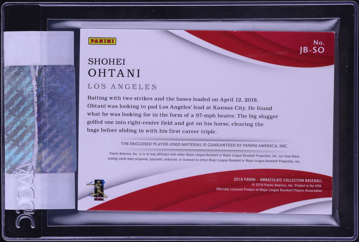 2018 Immaculate Collection Jumbo Bats Blue Shohei Ohtani RELIC 1/10 #JB-SO CGC AUTH