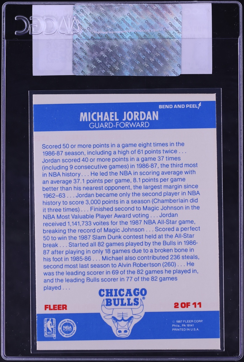 1987 Fleer Sticker Michael Jordan #2 CGC AUTH