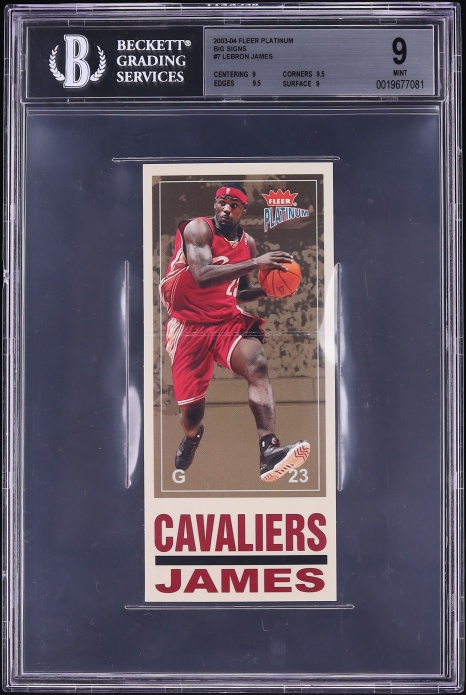 2003 Fleer Platinum Big Signs LeBron James ROOKIE #7BS BGS 9 MINT