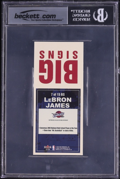 2003 Fleer Platinum Big Signs LeBron James ROOKIE #7BS BGS 9 MINT