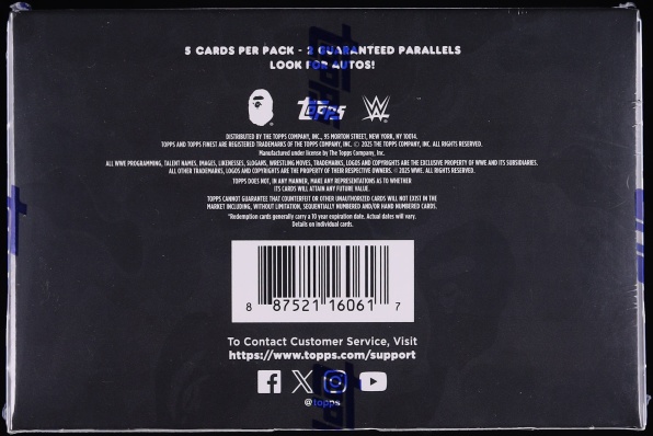 2025 Topps WWE X BAPE Wrestling Sealed Hobby Box, 5ct Cards