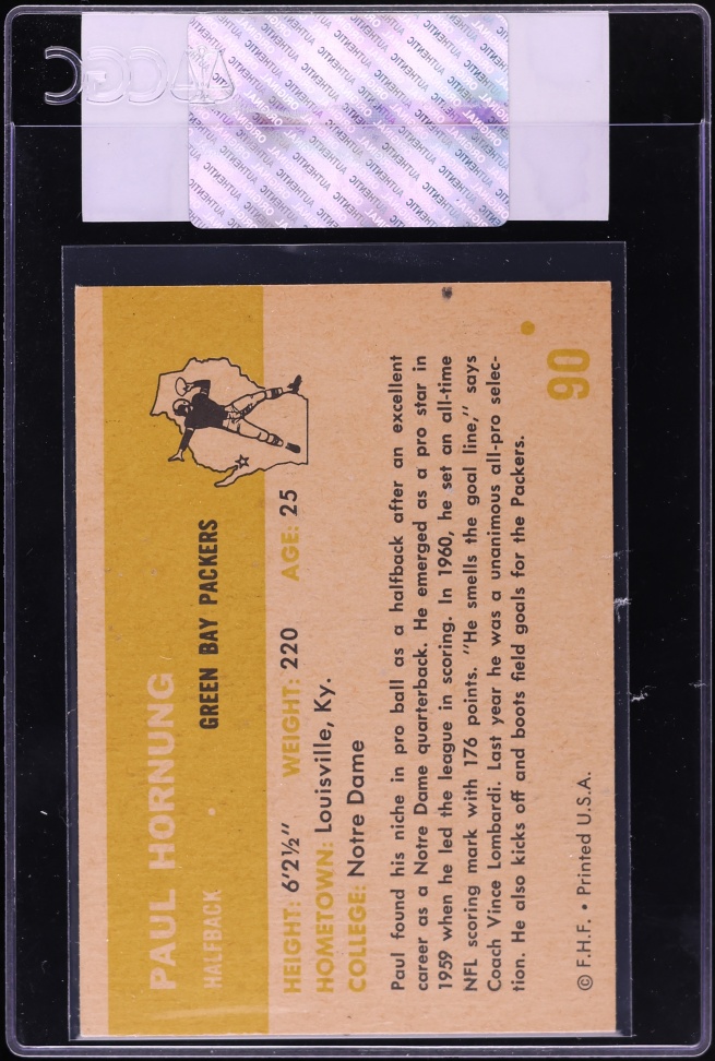 1961 Fleer Football Paul Hornung #90 CGC AUTH