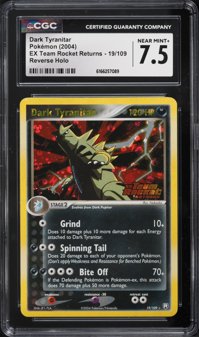 2004 Pokemon EX Team Rocket Returns Reverse Holo Dark Tyranitar #19 CGC 7.5 NRMT+