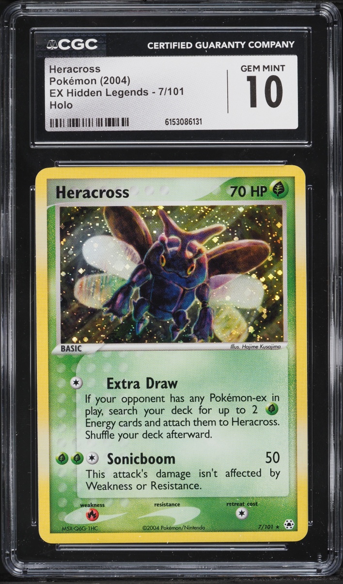 2004 Pokemon EX Hidden Legends Holo Heracross #7 CGC 10 GEM MINT