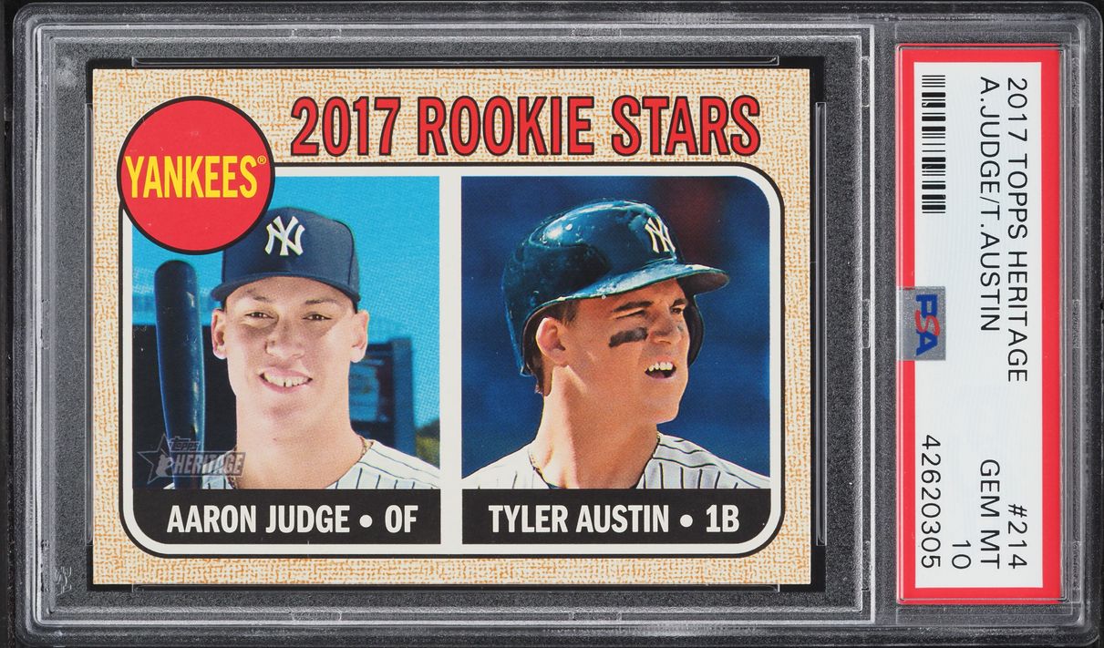 2017 Topps Heritage Aaron Judge Tyler Austin ROOKIE #214 PSA 10 GEM MINT