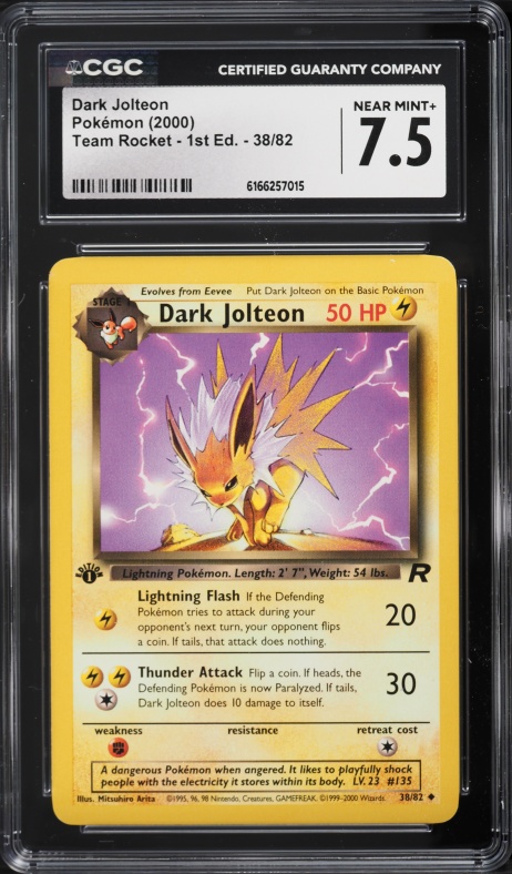 first edition jolteon pokemon card 2000 Pokemon Team Rocket 1st Edition Dark Jolteon #38 PSA 7 NRMT on  Fanatics Collect