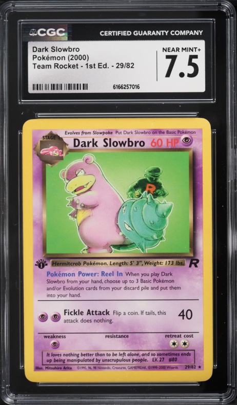 2000 Pokemon Team Rocket 1st Edition Dark Slowbro #29 CGC 7.5 NRMT+