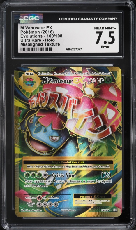2016 Pokemon XY Evolutions Gold Rare M Venusaur EX #100 CGC 7.5 NRMT+