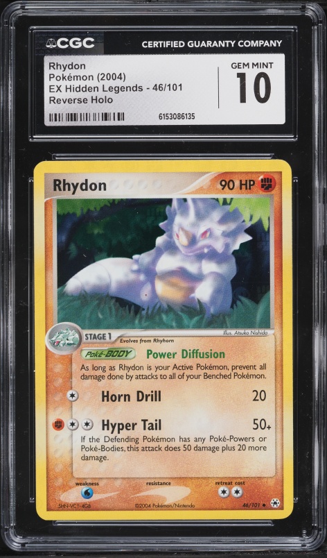 2004 Pokemon EX Hidden Legends Reverse Holo Rhydon #46 CGC 10 GEM MINT