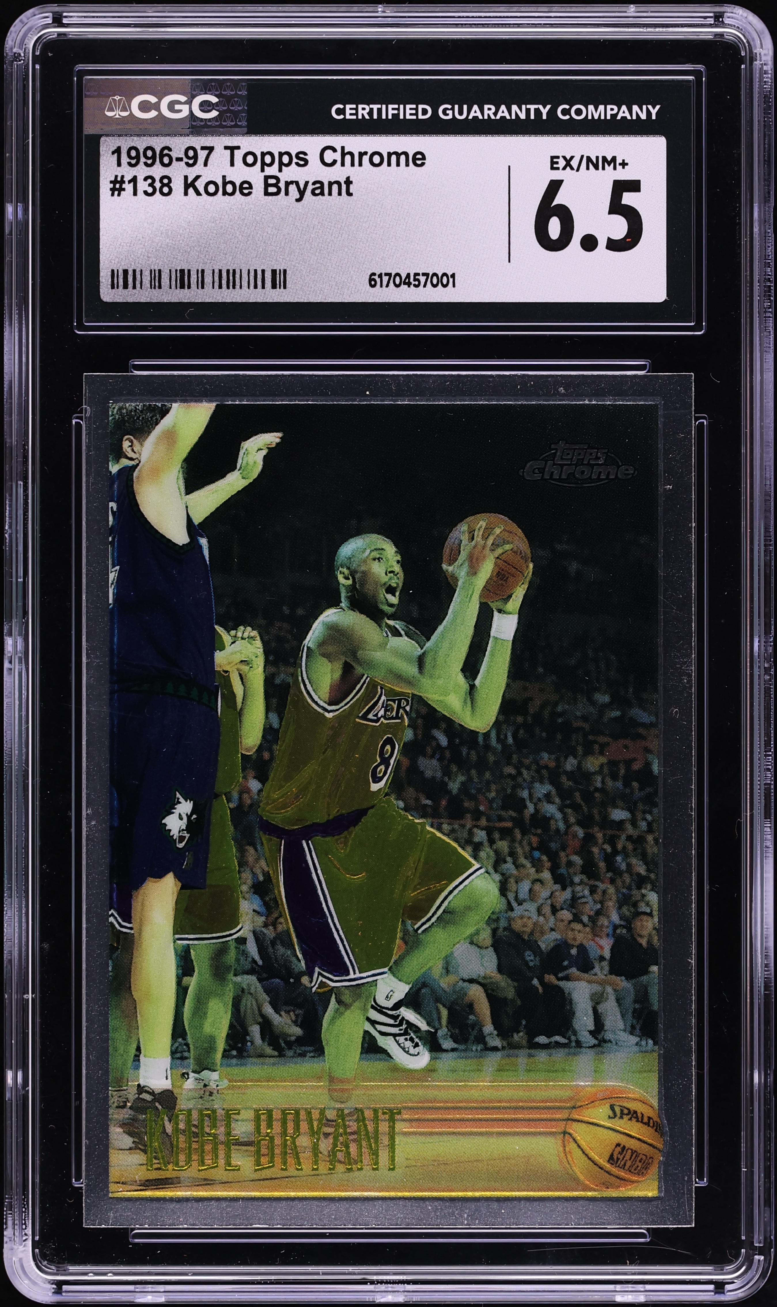 1996 Topps Chrome Kobe Bryant ROOKIE #138 CGC 6.5 EXMT+ on