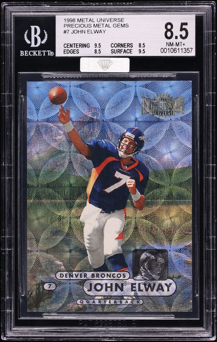 1998 Metal Universe Precious Metal Gems PMG John Elway /50 #7 MBA BGS 8.5 NM-MT+