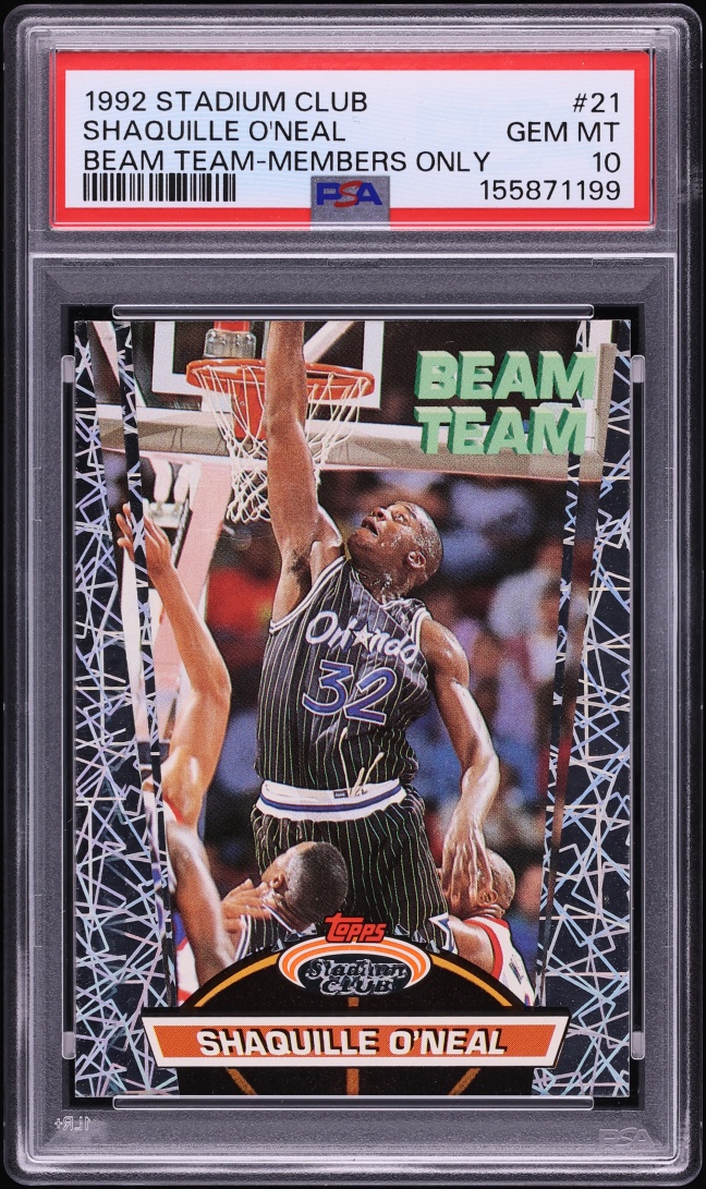 1992 Stadium Club Beam Team Members Only Shaquille O'Neal ROOKIE #21 PSA 10 GEM MINT