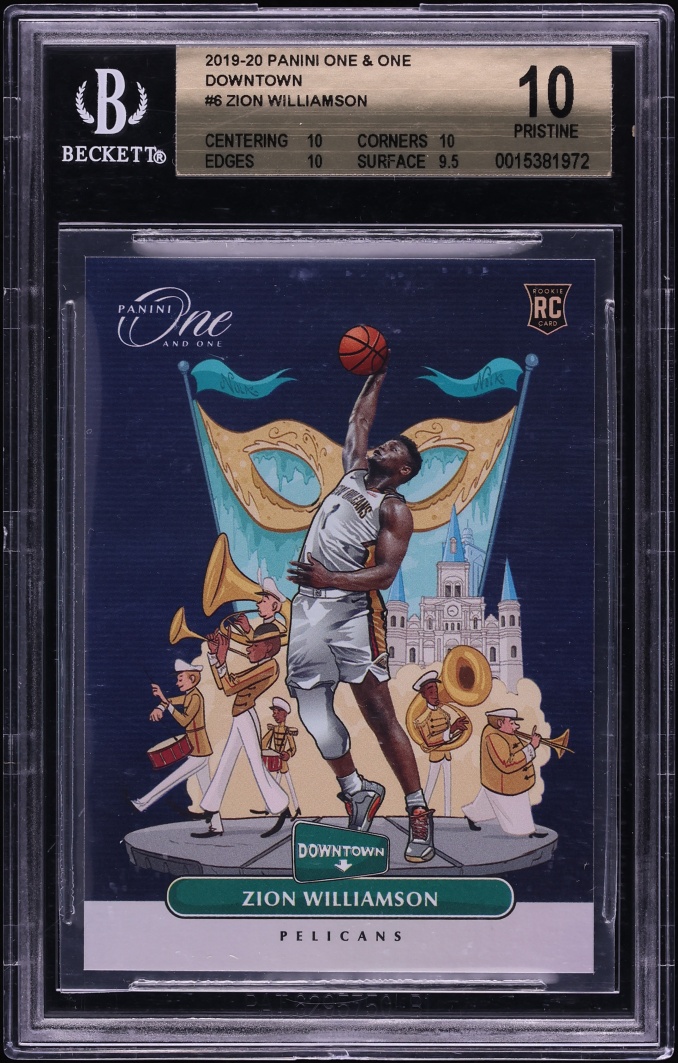 2019 Panini One And One Downtown Zion Williamson ROOKIE #6 BGS 10 PRISTINE