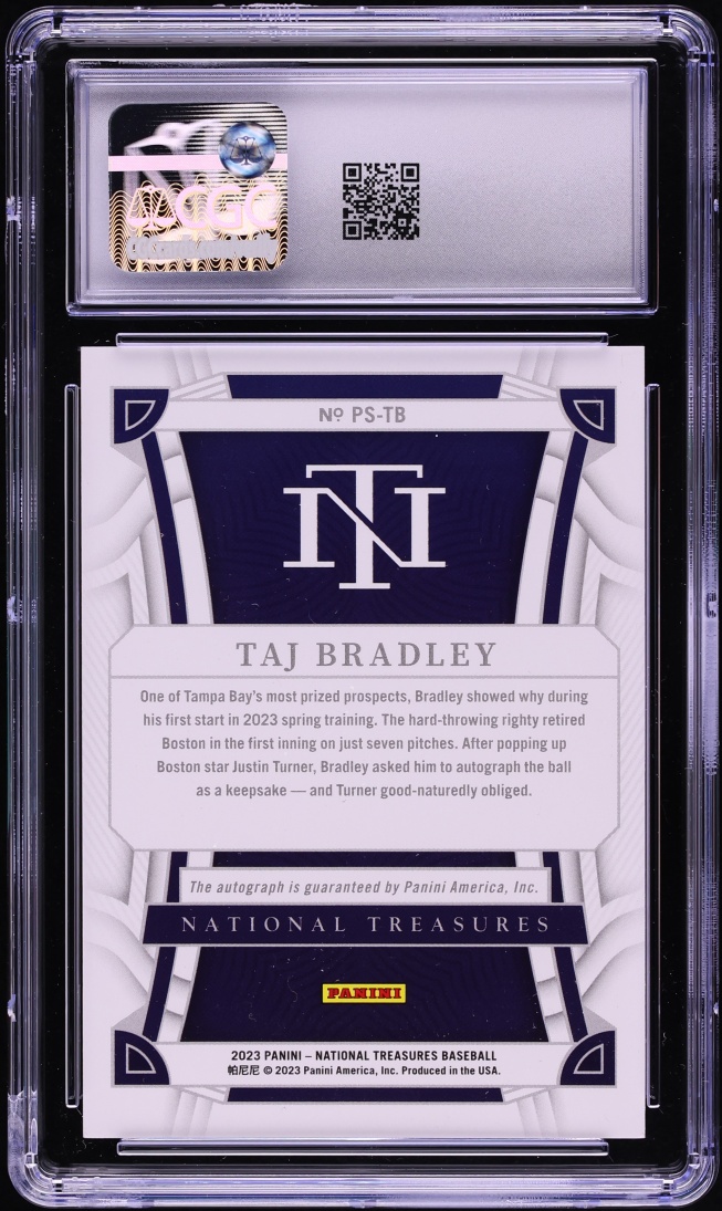 2023 National Treasures Taj Bradley ROOKIE AUTO /99 #PS-TB CGC 9 MINT