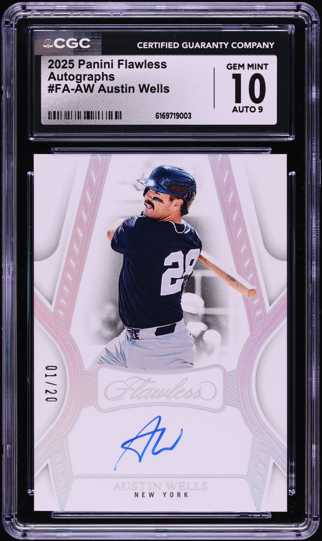 2025 Panini Flawless Austin Wells AUTO 1/20 #FA-AW CGC 10 GEM MINT