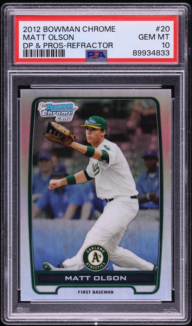 2012 Bowman Chrome Draft Picks & Prospects Refractor Matt Olson PROSPECT #20 PSA 10 GEM MINT
