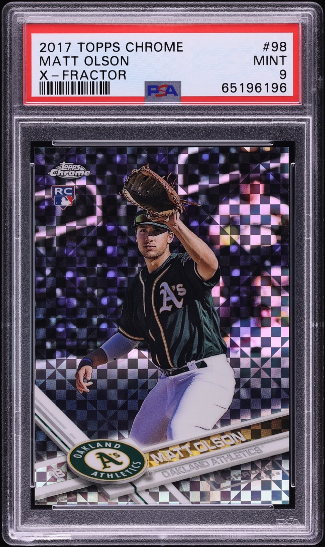 2017 Topps Chrome Xfractor Matt Olson ROOKIE #98 PSA 9 MINT