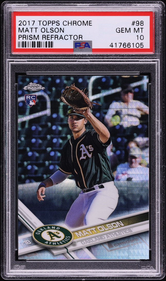 2017 Topps Chrome Prism Refractor Matt Olson ROOKIE #98 PSA 10 GEM MINT