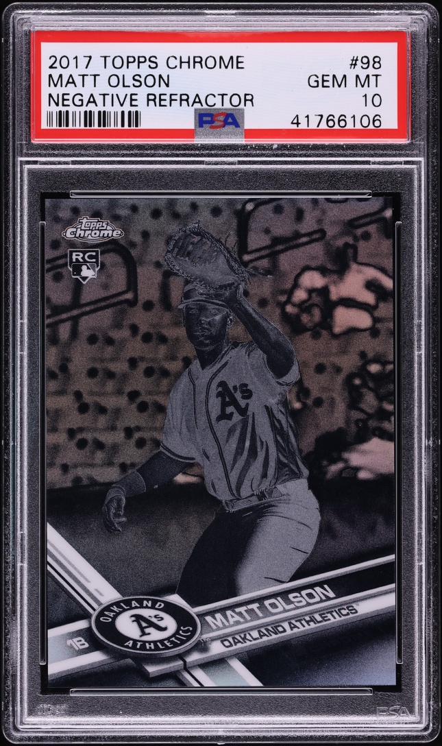 2017 Topps Chrome Negative Refractors Matt Olson ROOKIE #98 PSA 10 GEM MINT