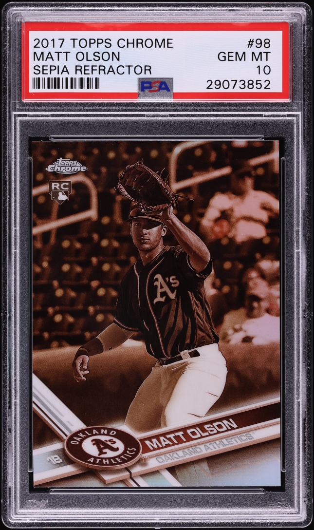 2017 Topps Chrome Sepia Refractor Matt Olson ROOKIE #98 PSA 10 GEM MINT